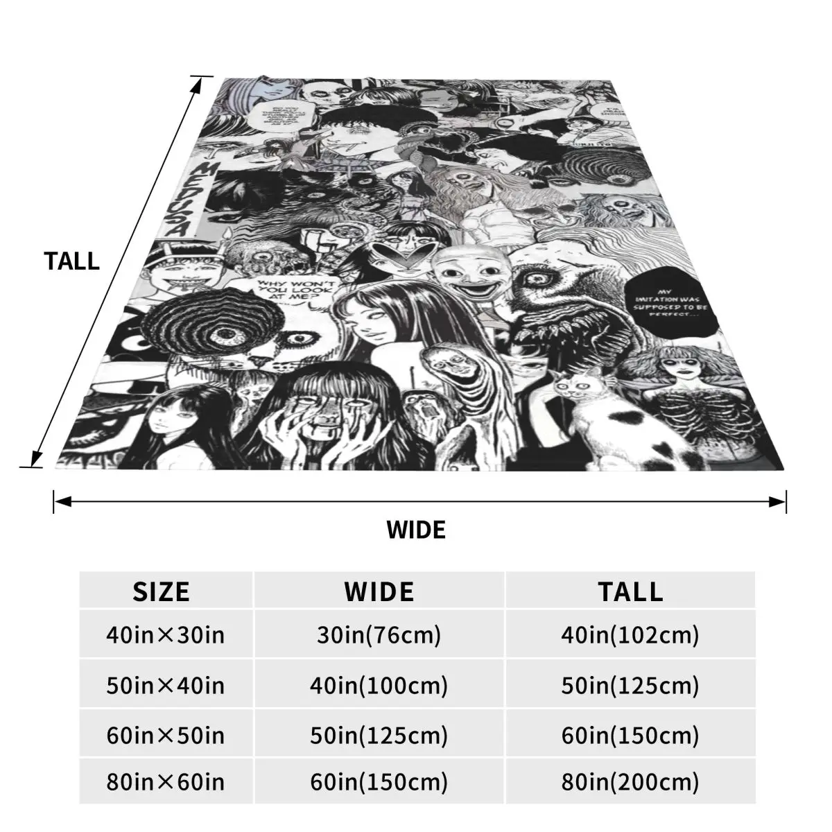 Tomie Junji Ito Horror Anime Comic Pattern Blankets Fleece Throw Blanket Warm for Home Bedroom Outdoor Throws Bedspread Quilt