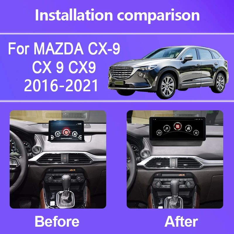 8+256GB Android 12 Car Radio For MAZDA CX-9 CX 9 CX9 2016-2021 Carplay Auto 4G Car multimedia player GPS QLED