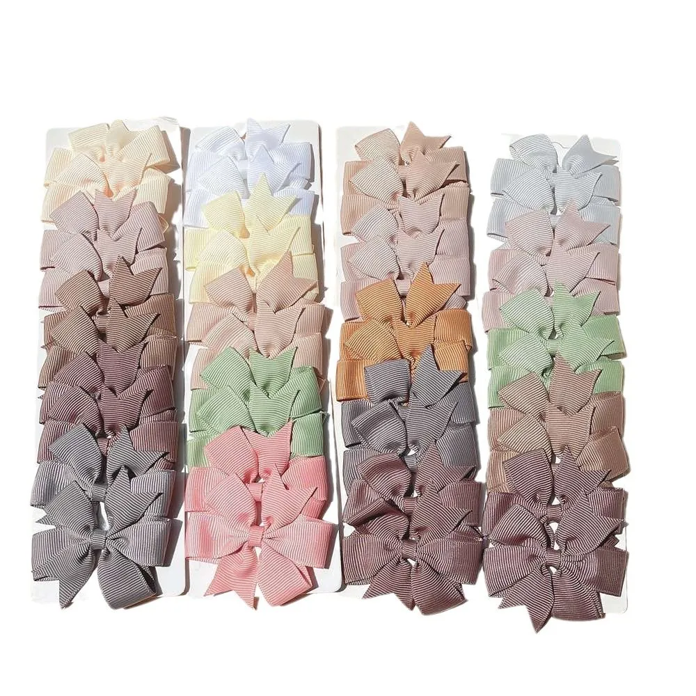 

10Pcs/Set New Solid Handmade Bowknot Hair Clips for Baby Girls Grosgrain Bow Hairpin Barrettes Headwear Kids Hair Accessories