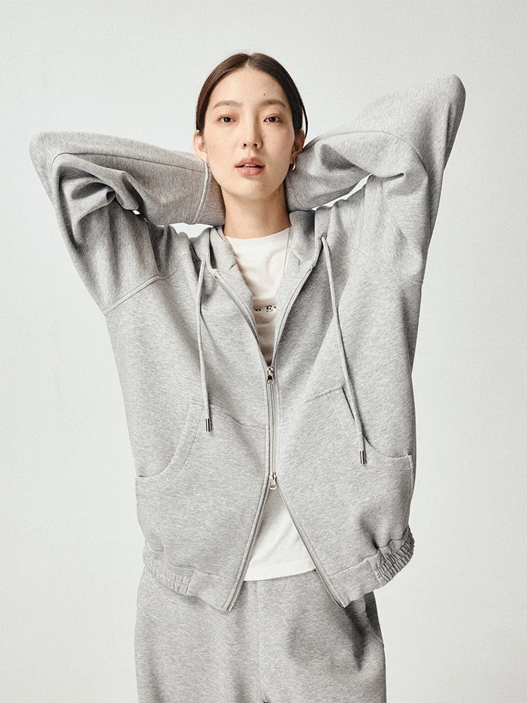 

UMILAB Повседневная толстовка-куртка оверсайз из смесового волокна (шелк/хлопок) с рукавами до плеч, женский модный комплект для осени, зимы и весны