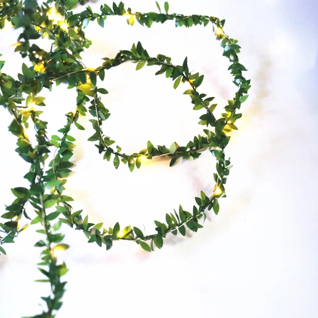 1 Set String Lights Leaf Garland Copper Lights LED Leaves Ivy Leaf Fairy String Lights Party Decor 20 LED Lights 200cm/6.6ft