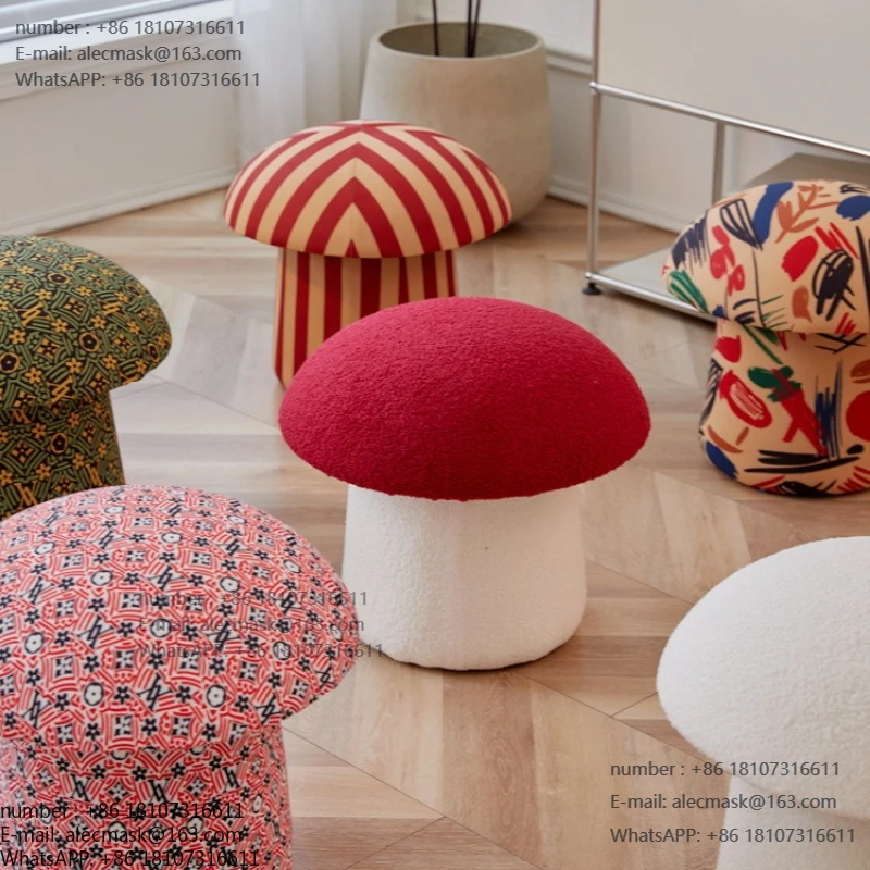 

Mushroom low stool Living room door Shoe changing stool Lamb wool small stool Children