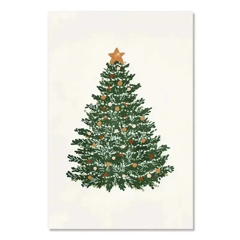 Scandinavian Minimalist Christmas Art Wall Decor Christmas Tree Wreath Canvas Print Home Living Room Decor Holiday Gift