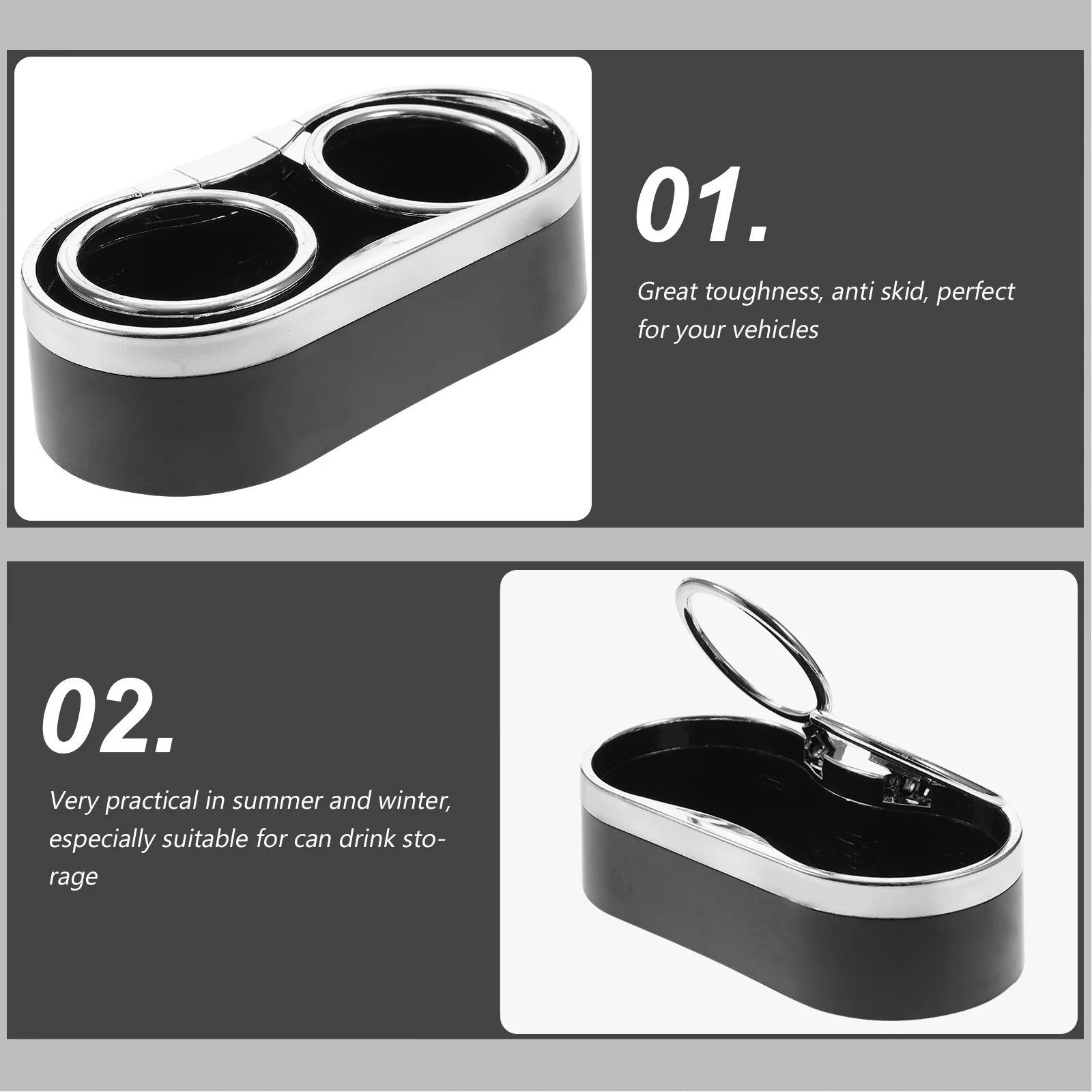 

1pc Car Cup Black Durable Multi-Function Drink Holder For Vehicle Interior Rear Seat Floor Mount Can Storage Truck Mug Tumbler