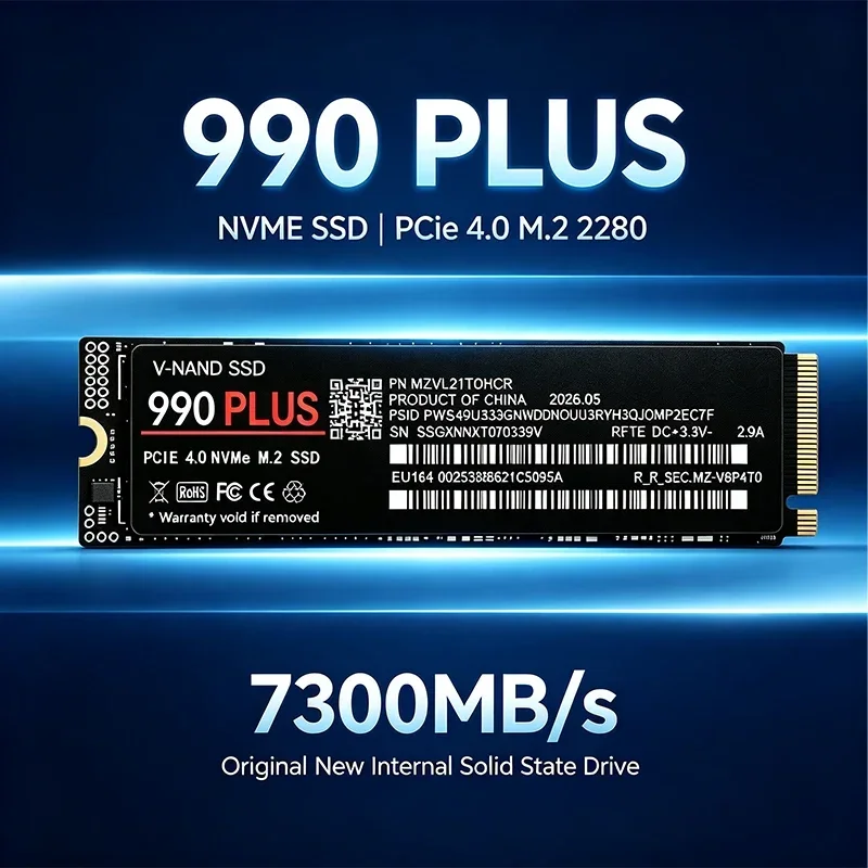 SSD 500GB 1TB 2TB 4TB 990 PLUS M2 NVMe SSD 7300MBs PCIe Gen4 X4 High Speed Internal Drive Gaming PS5 Laptop Pro