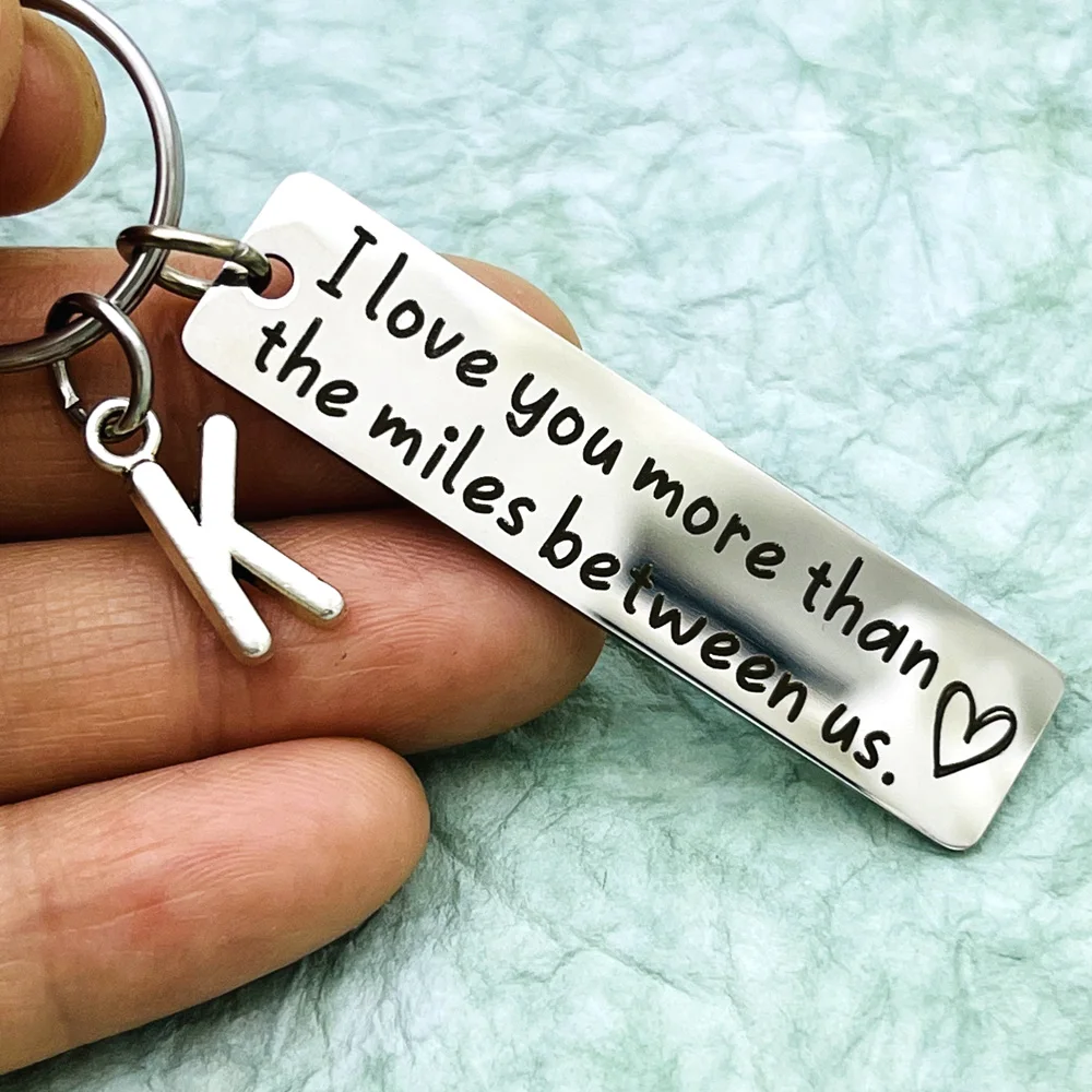 Couple Keychain Long Distance Relationship Gift for Boyfriend Girlfriend I Love You More Than The Miles Between Us for Husband