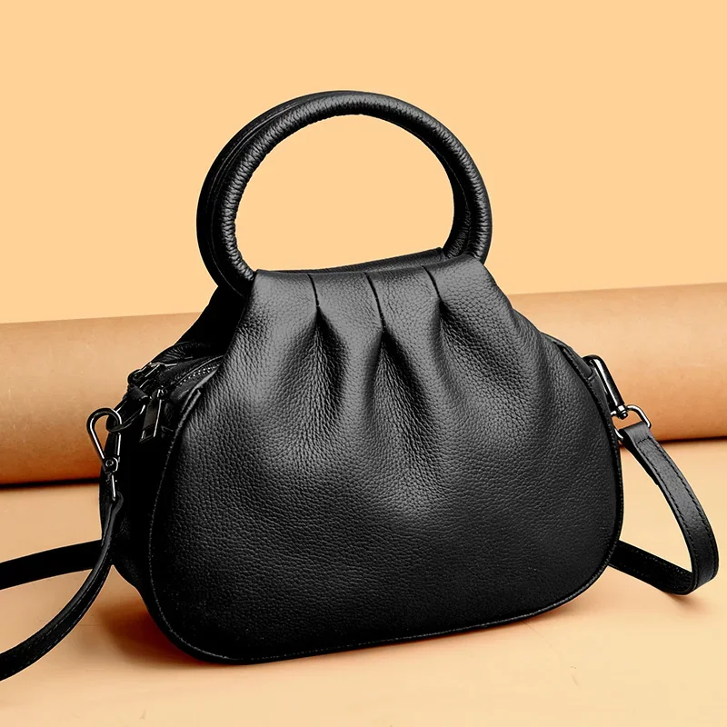 

Designer leather handbag, fashionable and versatile single shoulder crossbody bag, trendy and niche cowhide large capacity handb