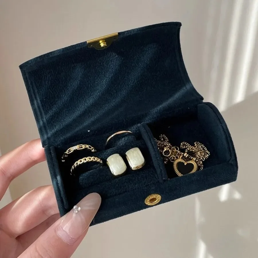 Portable Velvet Jewelry Storage Box for Rings Earrings Necklace Gift Case Jewelry Display Container Organizer for Women Girls