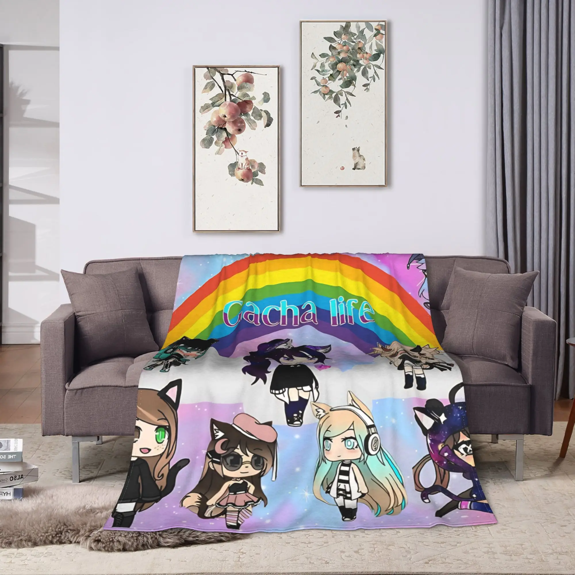gacha life  anime pack Blanket  Soft Warm Aesthetic Plush Throw Blanket For Outdoor Travel Flannel Bedspread Bed Cover