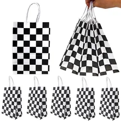 10/20/40/60pcs Black and White Checkered Paper Gifts Bag Kids Racing Car Theme Birthday Party Decor Supplies Boys Favor Gifts ﻿