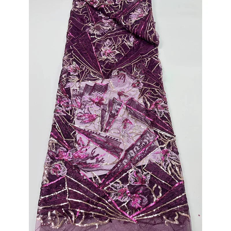 1yard clothing cheongsam Wedding dresses DIY fabric soft mesh tissu Geometric line sequin embroidery fabrics for patchwork