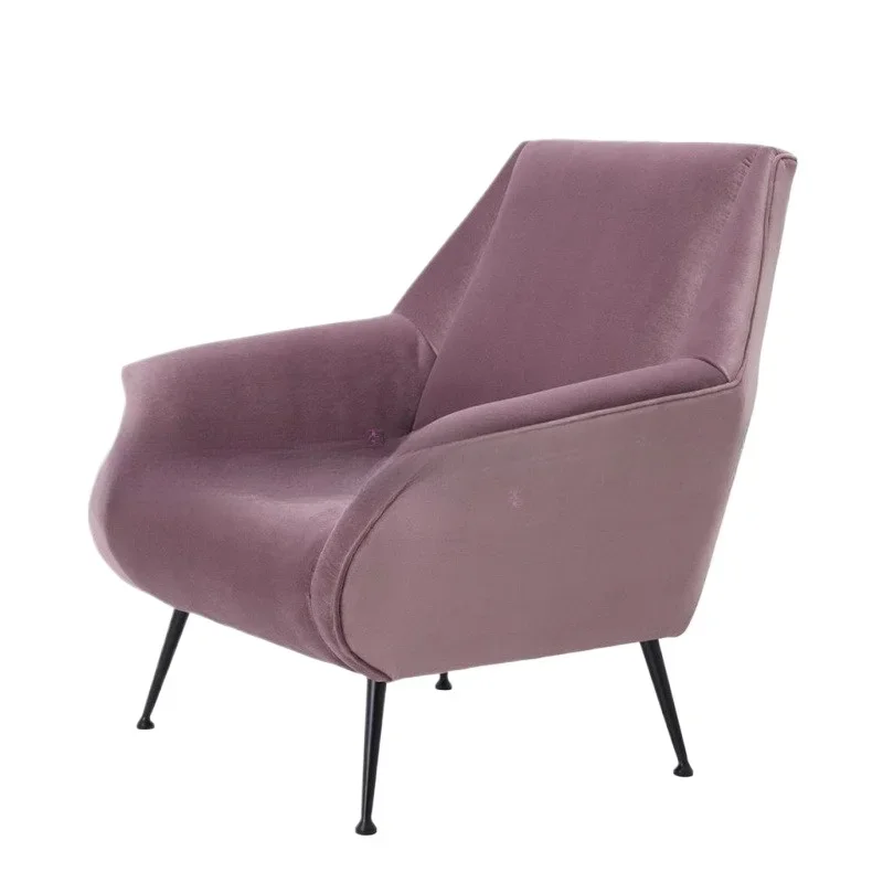 

Nordic modern and simple, flannel sofa chair, furniture stainless steel metal leisure chair, hotel clubhouse reception chair