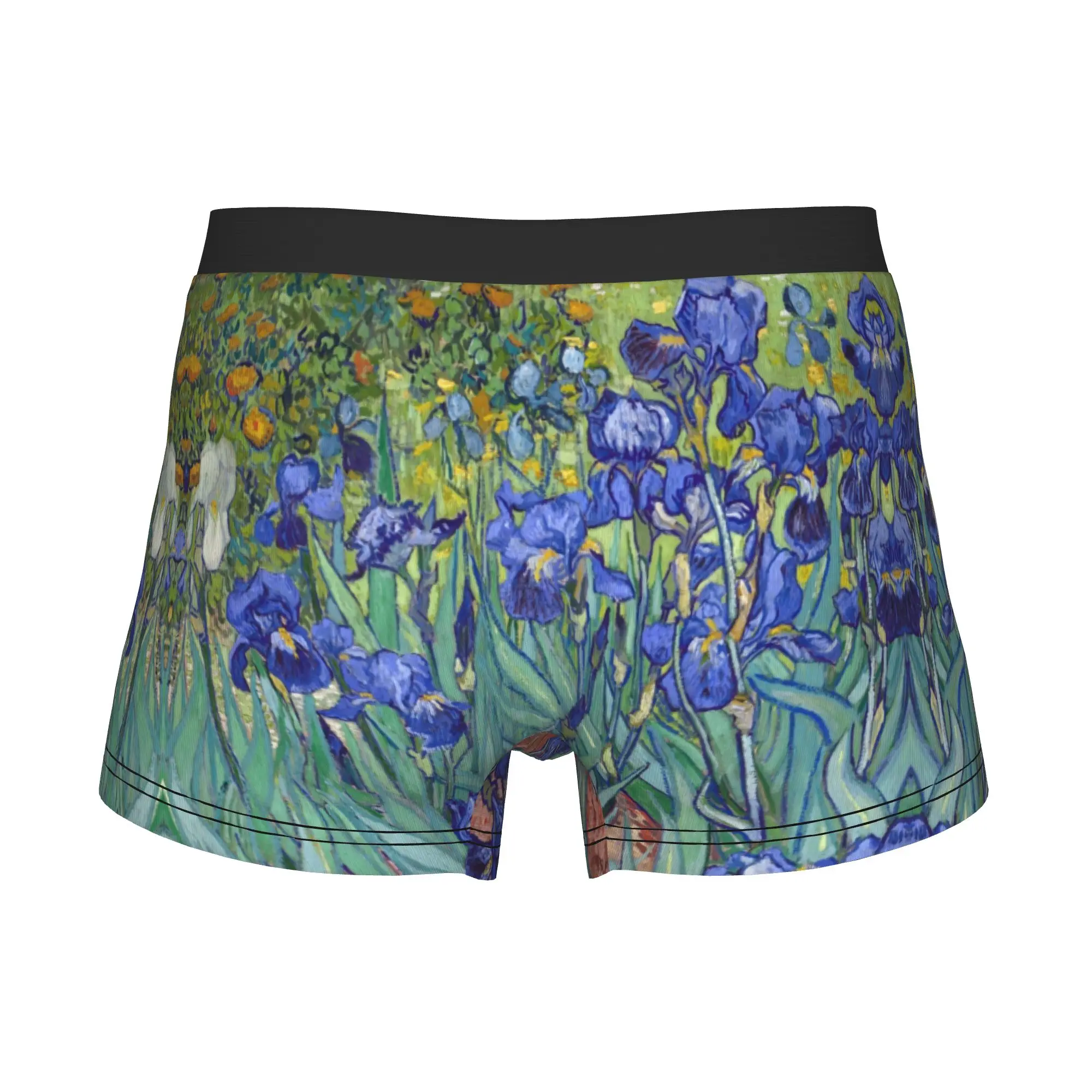 Male Cool Irises By Vincent Van Gogh Underwear Art Flowers Painting Boxer Briefs Stretch Shorts Panties Underpants