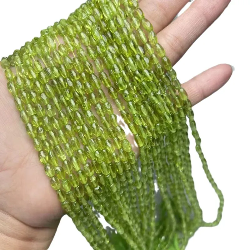 

5A Peridot green rice 6/7mm 36CM for DIY jewelry making loose beads FPPJ wholesale beads nature gem stone