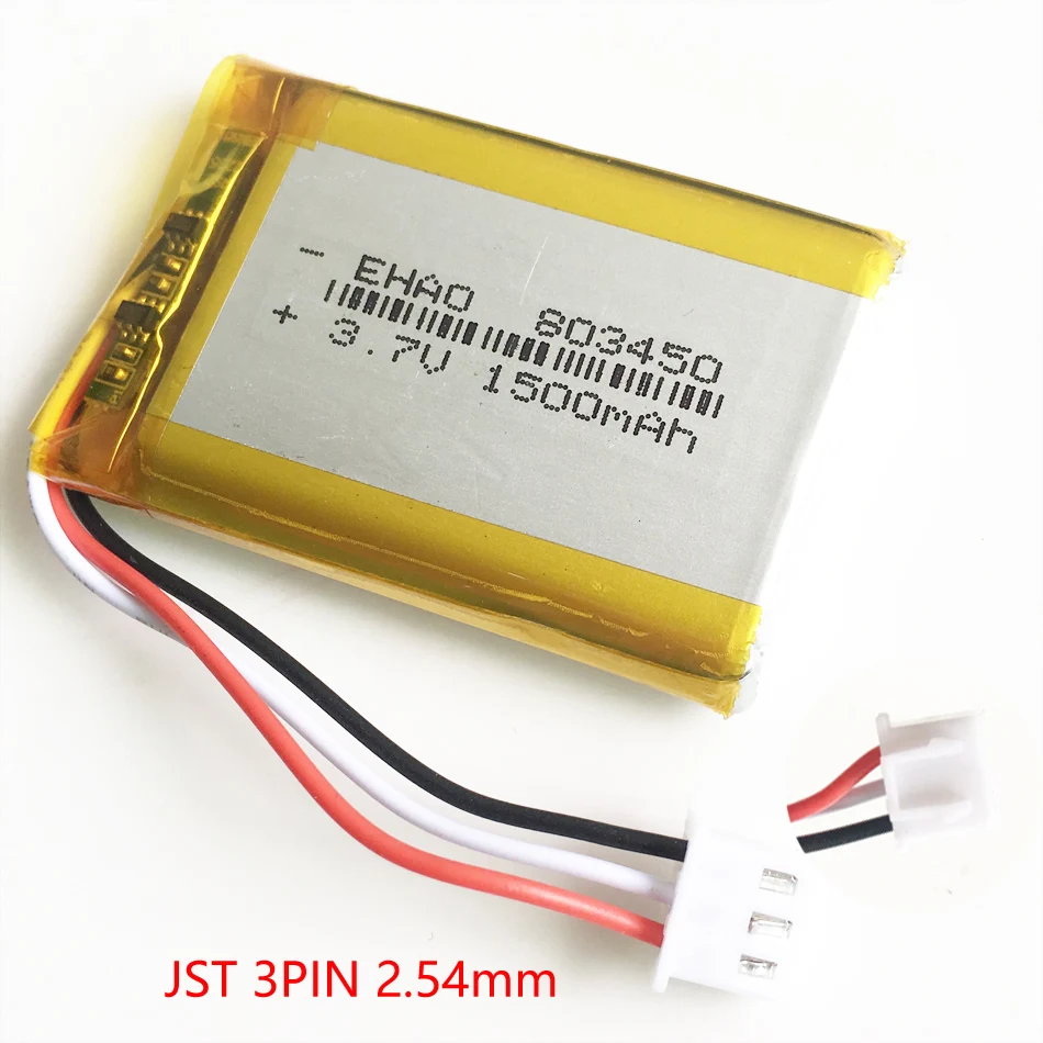 3.7V 1500mAh Lipo akumulator JST 3pin wtyczka 1.0/1.25/1.5mm dla GPS DVD rejestrator zestaw słuchawkowy e-book kamera Bluetooth 803450