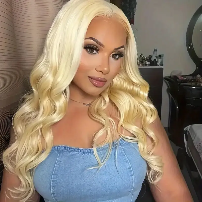 613 Body Wave 150% Blonde 13x4 HD Lace Wigs Frontal Water Wave Blonde 20 40 Inch Human Hair Colored Preplucked For Women