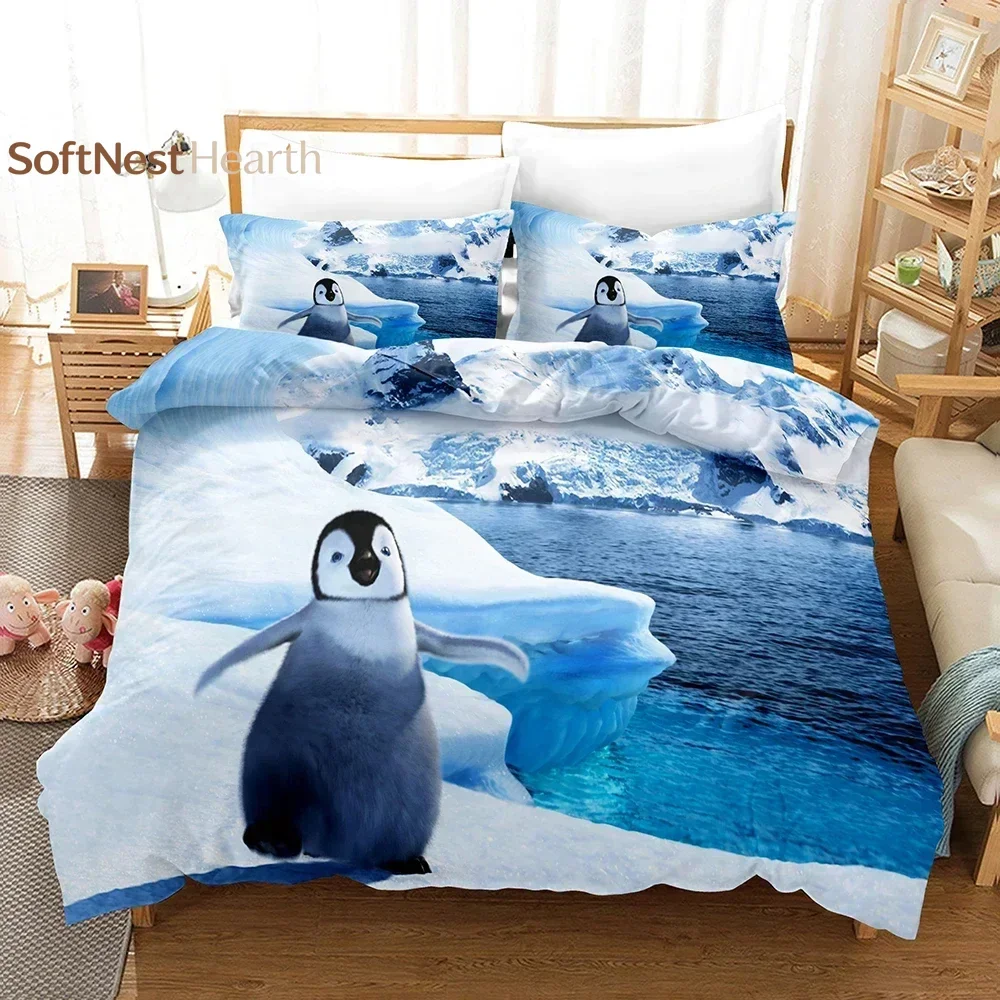 2026 Cartoon Penguins Madagascar Bedding Set,Duvet Cover Bed Set Quilt Cover Pillowcase,King Queen Twin Size Boys Girls Adults