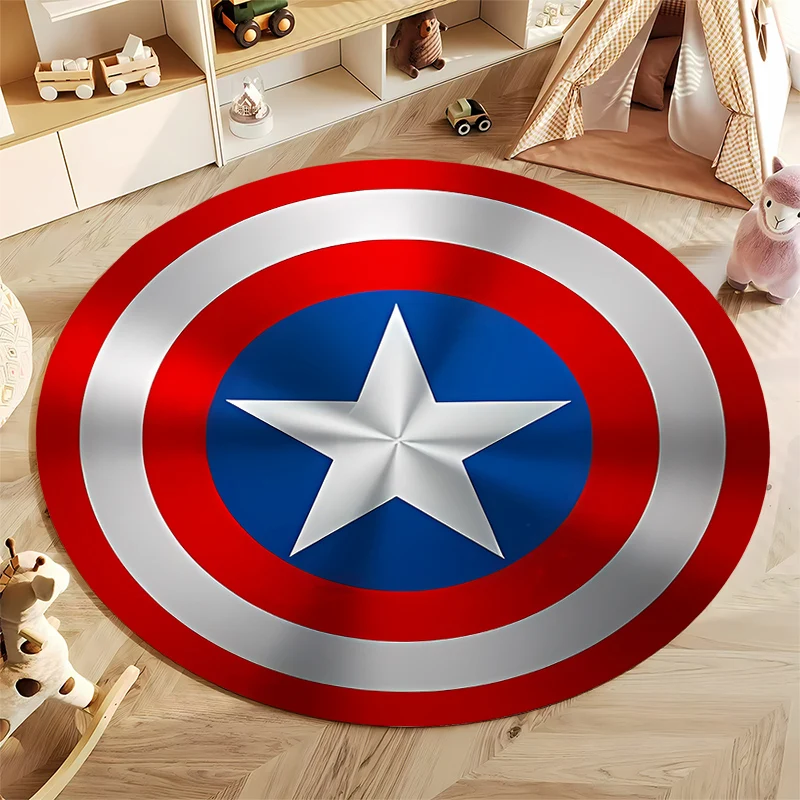 Avengers Captain America Printing Round Carpet Living Room Bedroom Table and Chair Sofa Decorative Carpet and Rug Gift Sonic