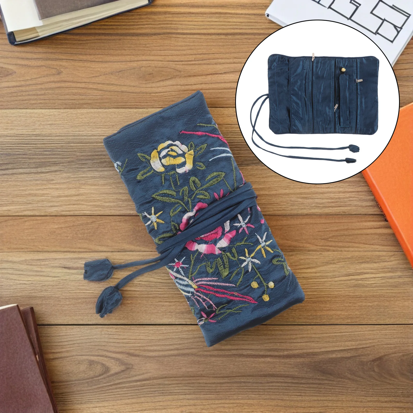 Jewelry Storage Pouch Elegant Embroidery Foldable Design for Jewelry Organization Portable Travel Case for Accessories