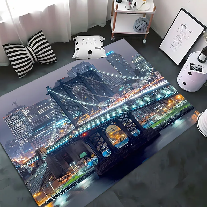 HD Printing New York City Theme Area Rug,Rugs Living Room Tapete for Bedroom Sofa Kitchen Doormat Decor,Kids Non-slip Floor Mat