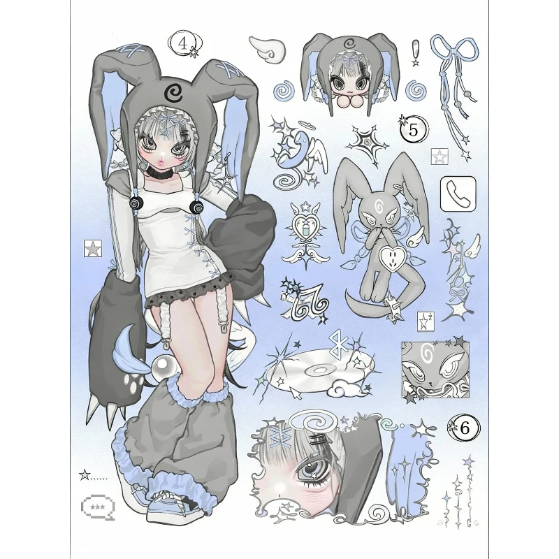 2pcs Angel Girl Sticker Goo Card Character Sticker Notebook Material DIY