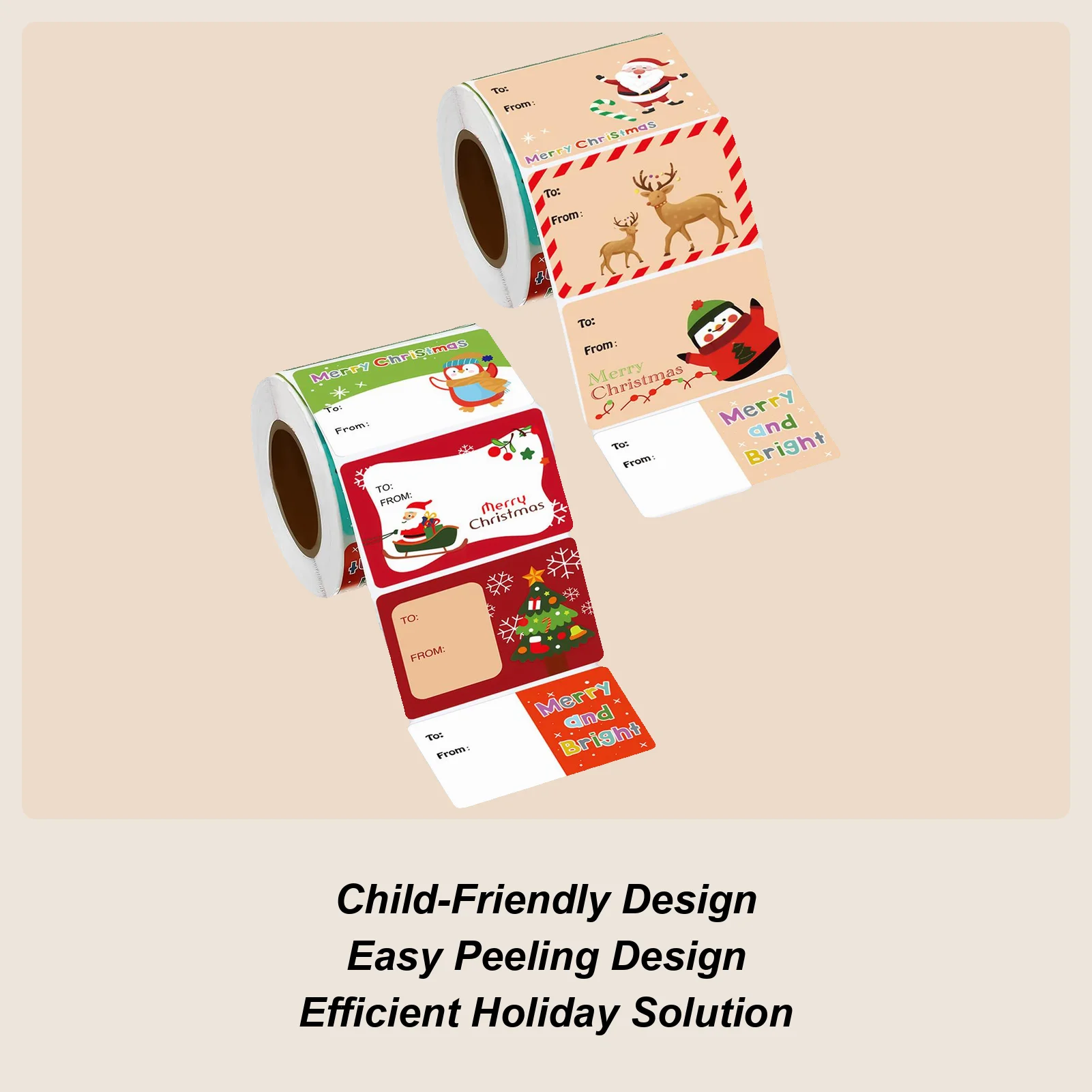 Christmas Sticker Roll For Card 500 Pieces Assorted Portable Holiday Stickers Decorations Christmas Labels Envelope Seals Tags