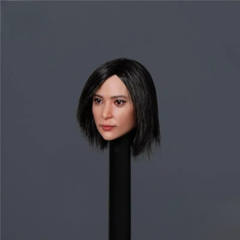 1/6 Asian Actress Li Bingbing Head Sculpt Black Long Curly Hair Head Carving for 12