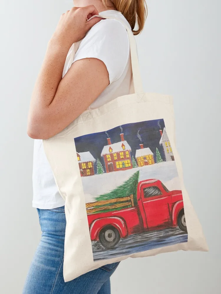 Bringing Home the Christmas Tree Tote Bag bags woman 2025 Women's shopping bag Customizable tote bag Handbags women