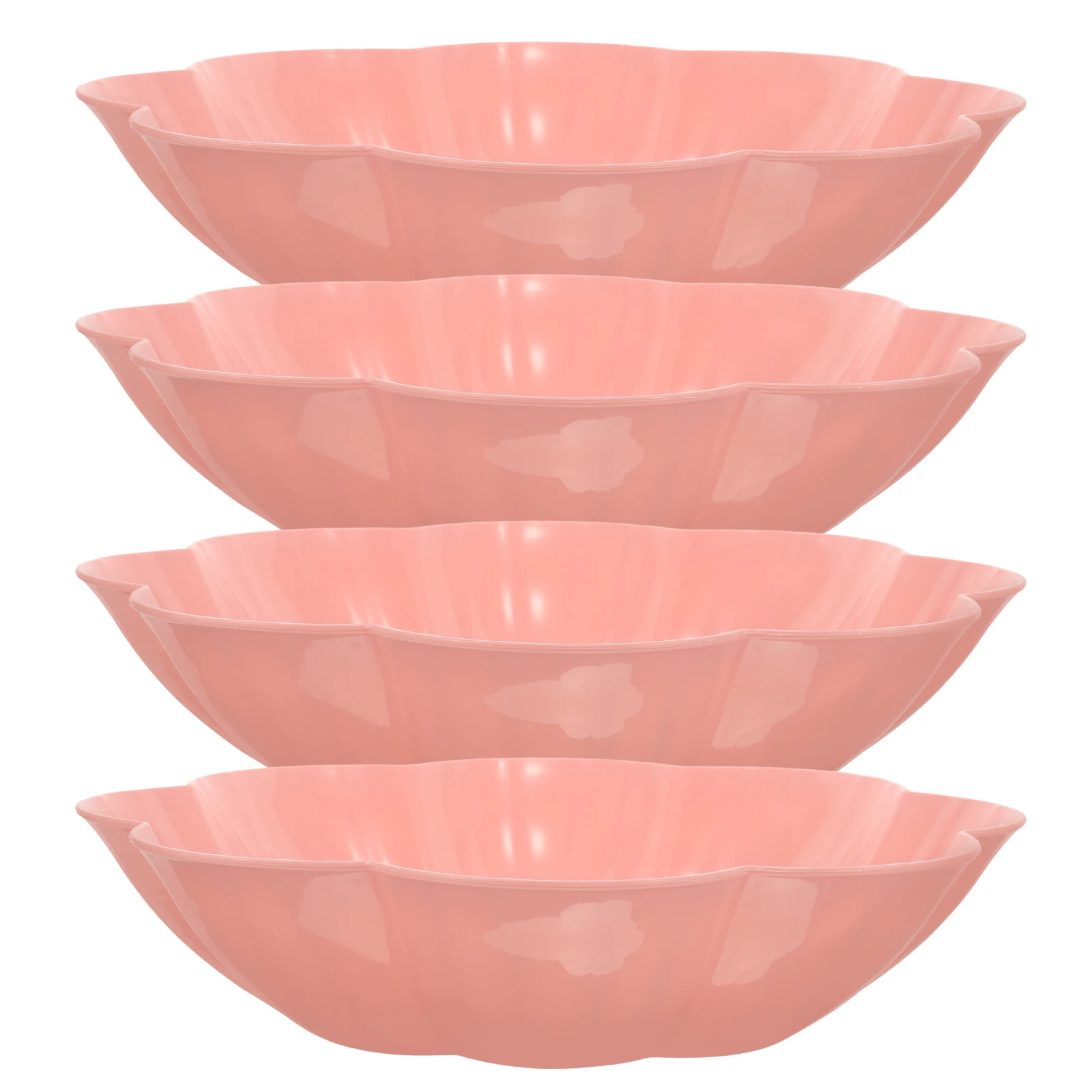

4Pcs Flower Shaped Plum Blossom Fruit Plate Pink Thick Plastic Snack Tray Salad Dish Large Capacity for Home Office Party Use