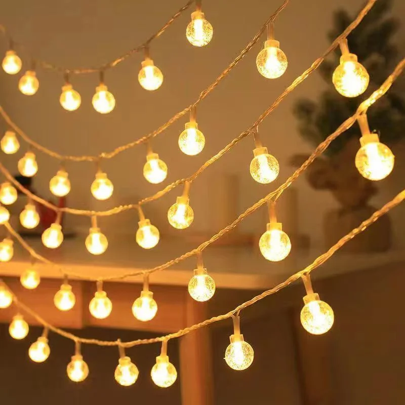 AA Battery Powered Crystal Ball LED String Lights 1.5M/3M/6M/10M Fairy Lights Garlands For Christmas Party Outdoor Decoration