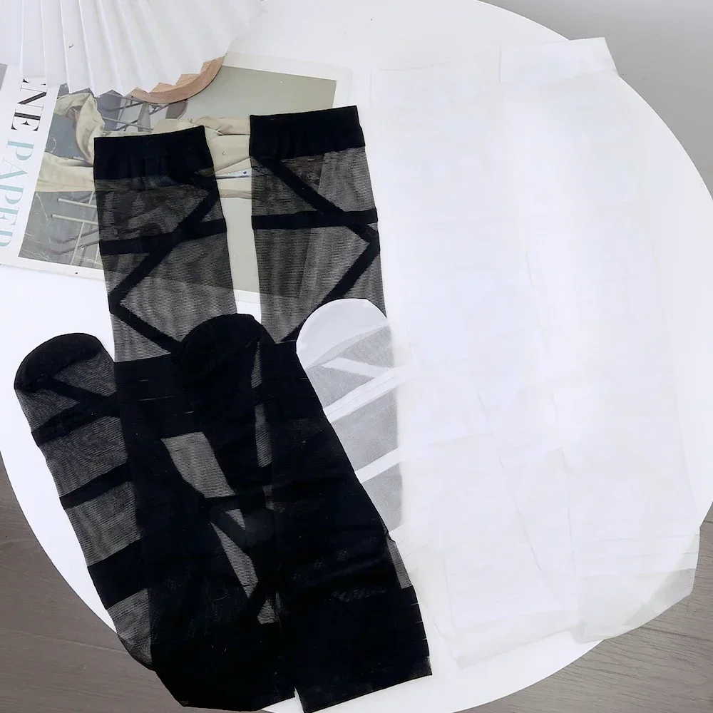 لوليتا جوارب شريطية شفافة مرنة عادية رقيقة جدا لوليتا JK نمط عالية أنبوب الجوارب الطويلة النايلون تنفس الشارع الشهير