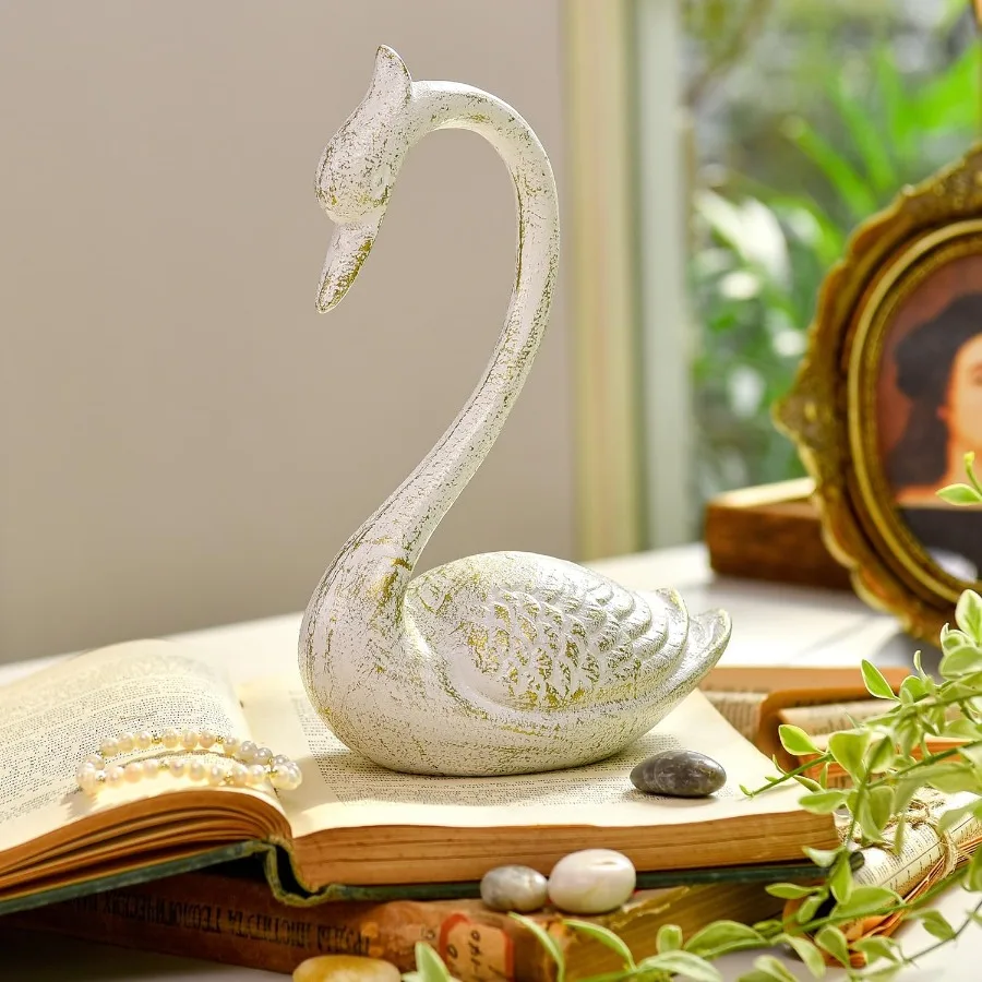 

Sungmor Cast Iron Swan Garden Statue White Elegant Swan Sculpture Outdoor Animal Figurine Yard Patio Lawn Deck Ornament Home De
