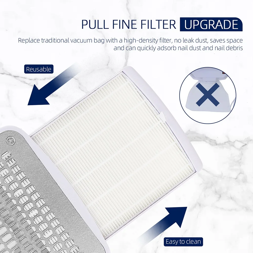 Collettore di polveri per unghie professionale con filtro Aspirapolvere per unghie da tavolo incorporato Unghie in gel Collettore da scrivania per manicure per unghie