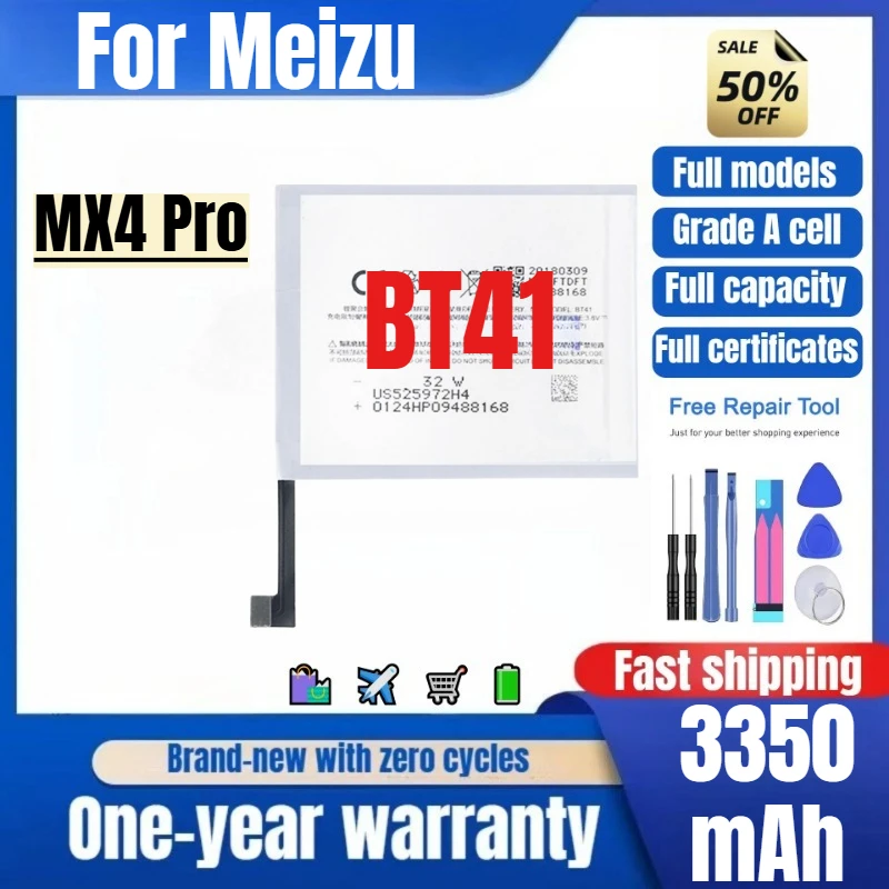 

BT41 for Meizu MX4 Pro Mobile Phone Battery 0 Cycle High Quality High Capacity Replacement Bateria Grade A Cell with Tools