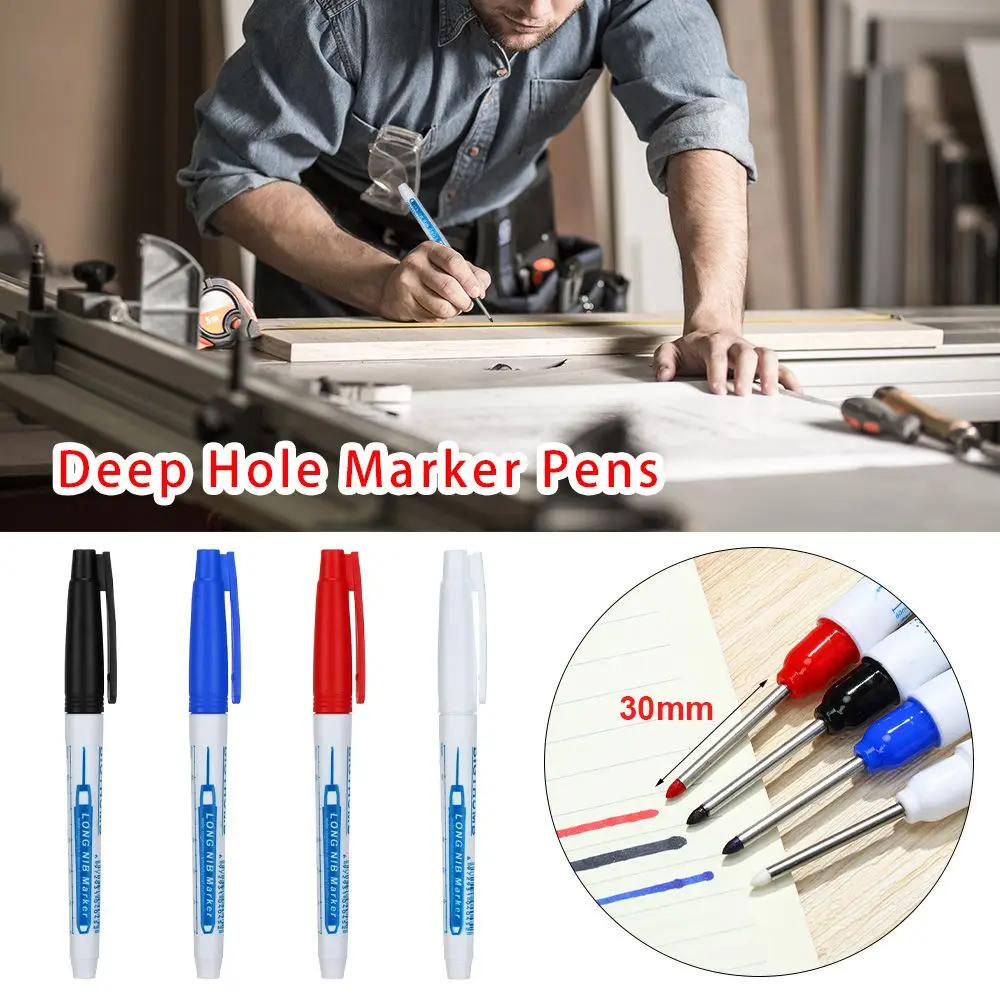 30mm Hot Sale Woodworking Decor Multi-purpose Deep Hole Marker Pens Mark Tool Carpenter Pen Long Head Markers