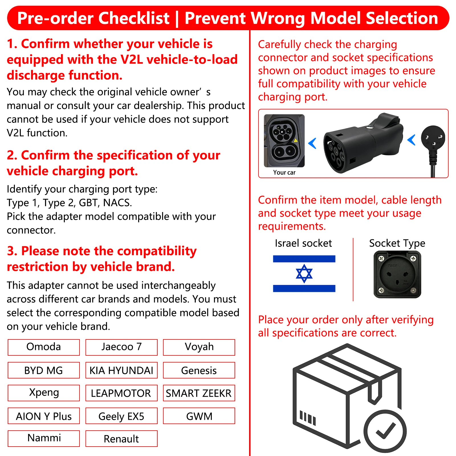SUSUTOO Typ2 V2L Entlader mit Ausschaltknopf, Fahrzeug-zu-Last-Stecker für Chery, Deepal, Geely, MG, BYD und israelische New Energy Fahrzeuge – Detail 1
