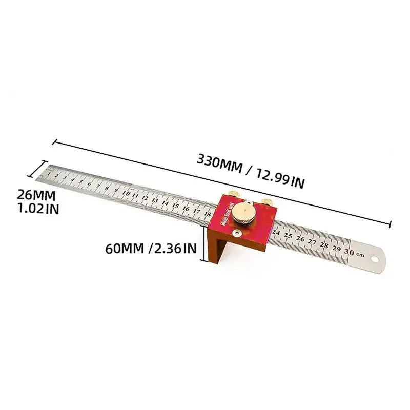 High precision measurement marking gauge, essential tool for woodworking, marking ruler 30cm, 90 degree scale