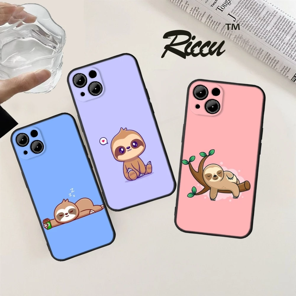 cute sloth cartoon  Phone Case FOR IPhone 15 14 11 12 Pro 8 7 15 Plus 13 Pro MAX XR XS MINI SE 2024 Black Covers