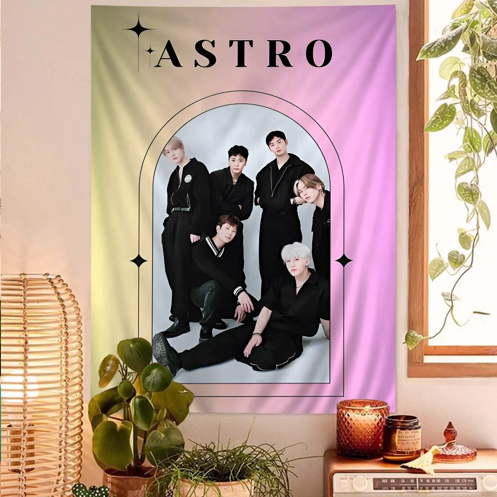 Korea Kpop A-Astro Banner Printed Large Wall Tapestry Hanging Tarot Hippie Wall Rugs Dorm Home Decor