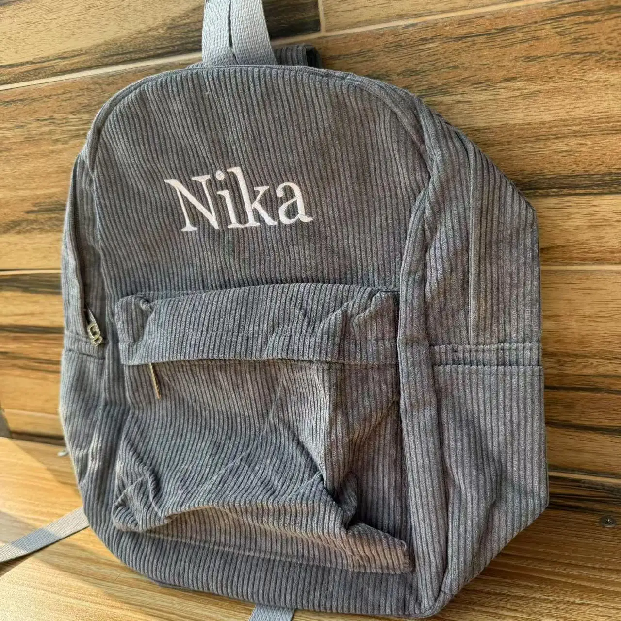 Any Name, Large Capacity Corduroy Backpack, Custom Embroidery, Casual And Simple Backpack, Unique Gift Bag For Outdoor Travel