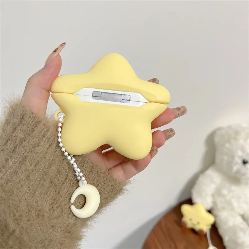 Cute Silicone Star Case para AirPods, Bluetooth Earbuds, caixa de carregamento, capa protetora para AirPods 4, 1, 2, 3 Pro, Pro2
