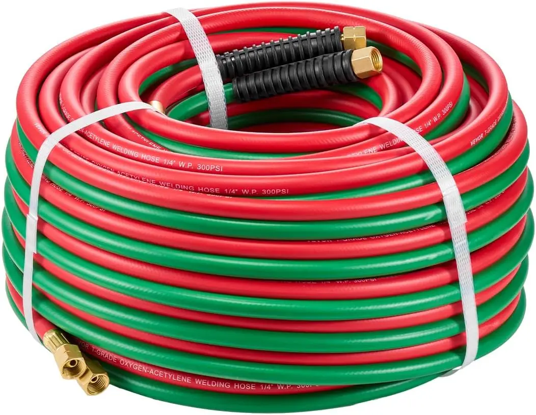 Oxygen Acetylene Hose, 1/4-Inch x 100FT Oxy Acetylene Hose with 9/16