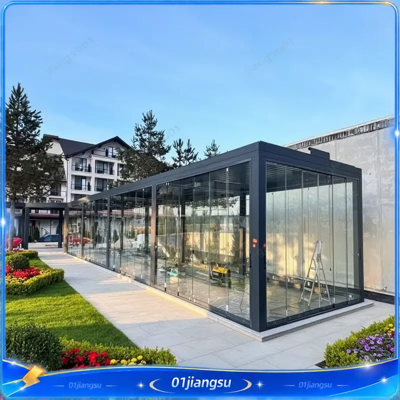 Motorized Aluminum Pergola System Outdoor Garden Gazebo Balcony Canopy Waterproof Eco Friendly Sunshade Roof Patio Cover