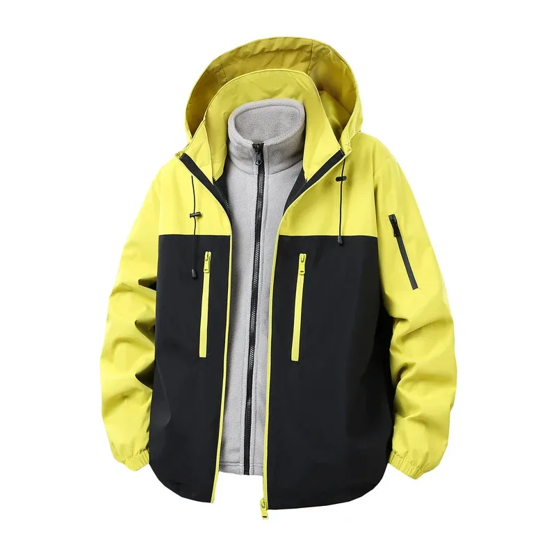

Men's Autumn Winter Three-in-One Down Jacket Fleece Lined Windproof Rainproof Trendy Versatile Outerwear