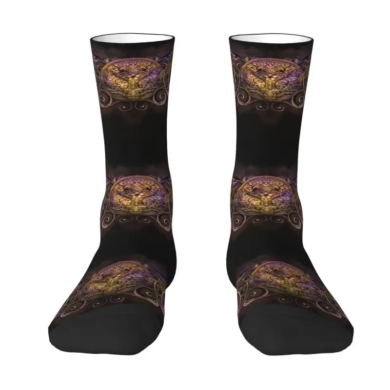 Triple Moon Goddess Midnight Shimmer Dress Socks Men Women Warm Fashion Pagan Wiccan Crew Socks