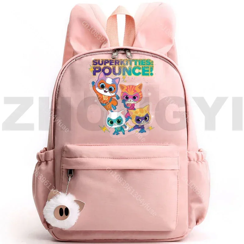 Lovely SuperKitties Mini Backpack Kawaii Cartoon Rabbit Ears Backpack Women Travel Small Bookbag Anime Cat Rucksack Kindergarten