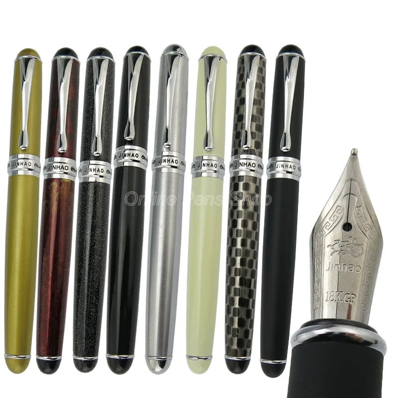 Jinhao X750 عالية الجودة 18KGP 0.5 مللي متر قلم حبر متوسط بنك الاستثمار القومي المعادن الأعمال متعدد الألوان للاختيار قلم حبر