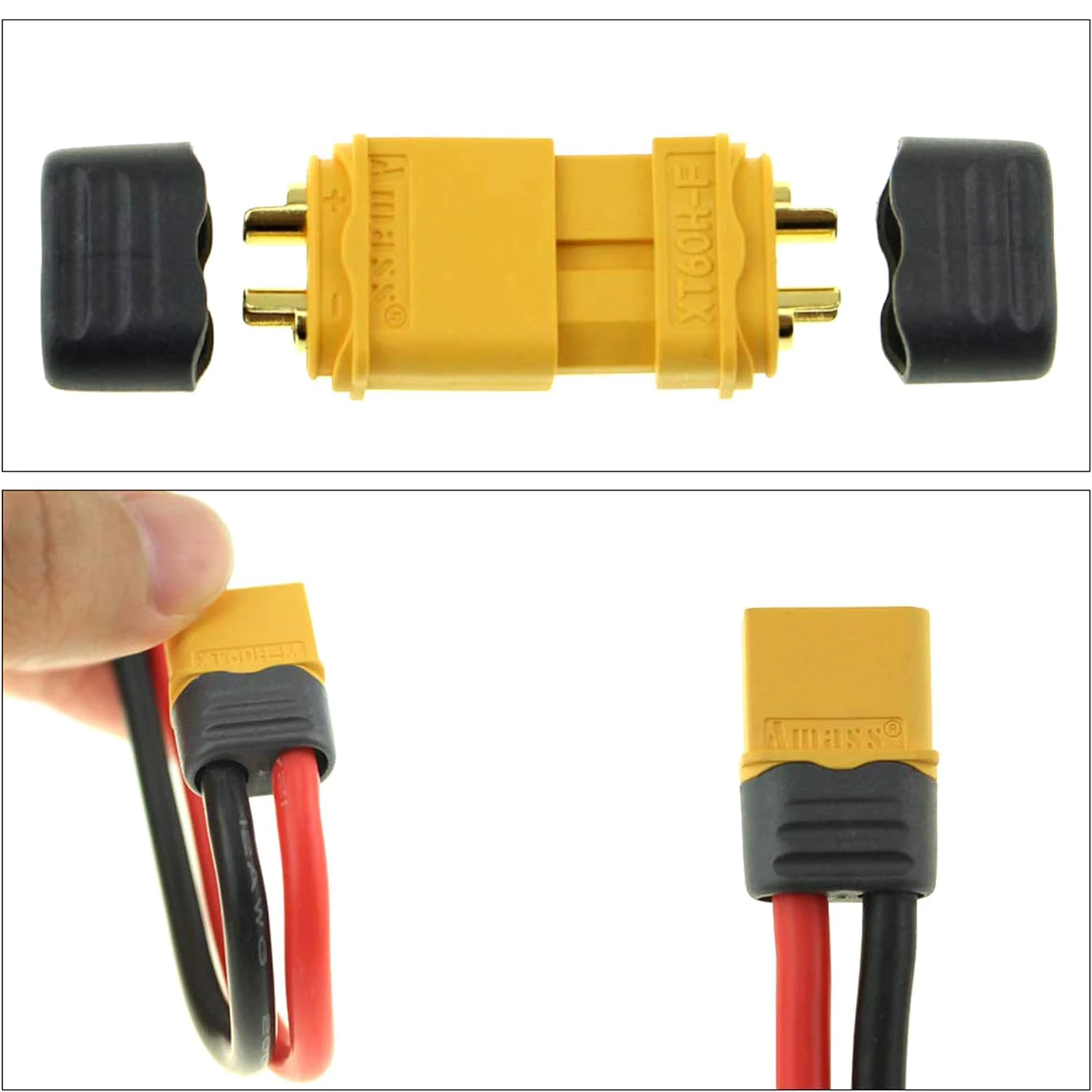 10 Pair XT60H (XT60 Upgrade) Connectors, XT60H Male Female Bullet Connectors Plugs with Sheath for Lithium Battery RC Planes Car