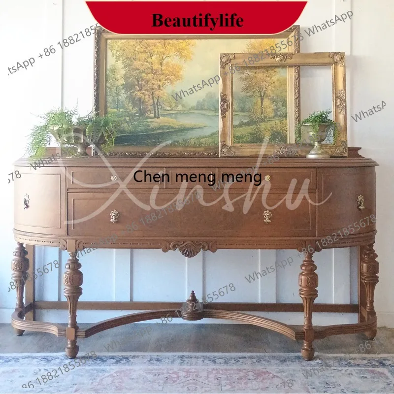 

M178 French medieval entrance cabinet small apartment solid wood locker retro household partition cabinet