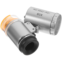 3pcs Portable 60x Magnification Microscope LED Light Jewelry Coin Loupe Silver Textile Inspection Tool Mini Handheld